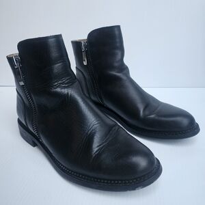 Women Franco Sarto Leather Ankle Boots with Zippers Size 8 Black